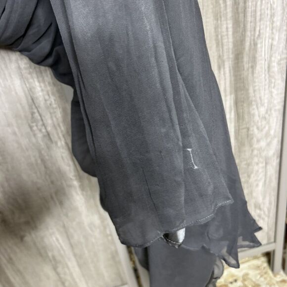 Erica Davies Formal Dress Maxi Silk Babydoll Bustier Pleated Skirt Gray Size 2 - Picture 5 of 11